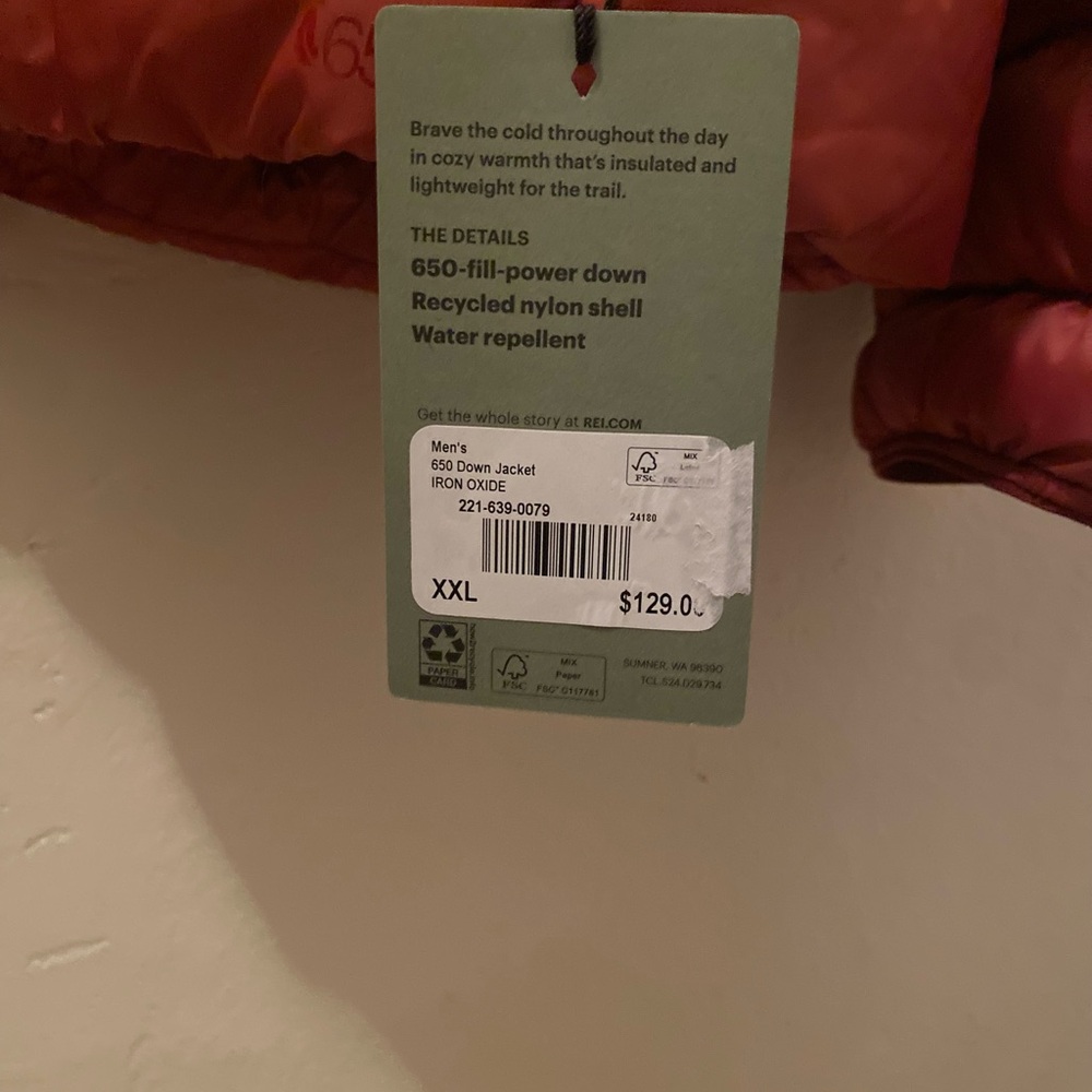 REI Men's Rust Puffer Jacket- special edition - Picture 5 of 5